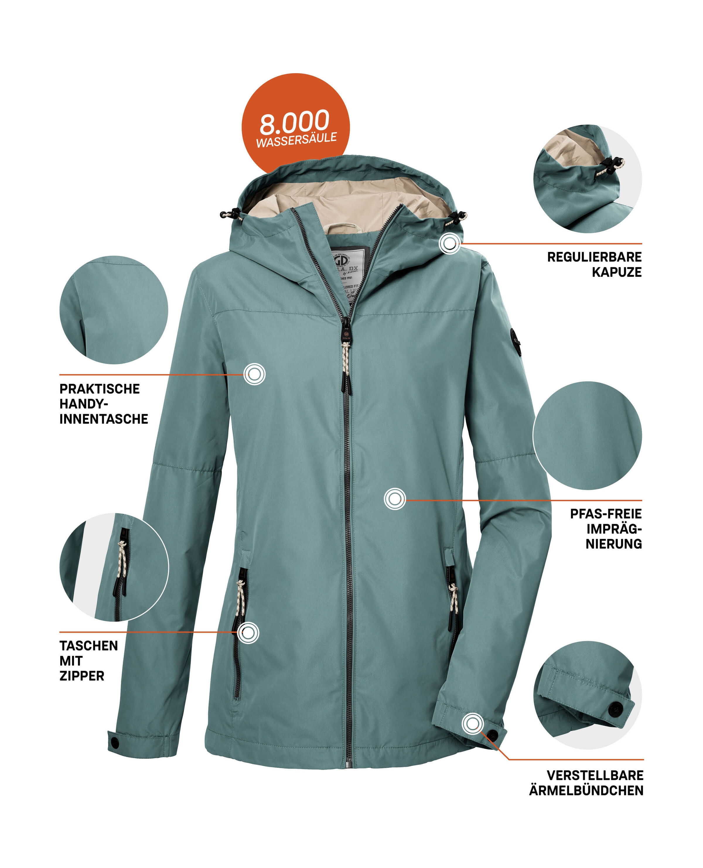G.I.G.A. DX by killtec Funktionsjacke »GS 71 WMN JCKT« Damenjacke: wasserdicht, winddicht, verstellbar, Kapuze