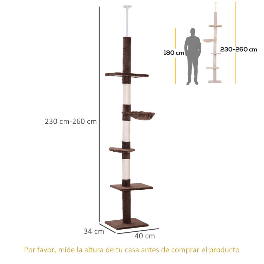 Árvore de escalada PawHut para teto, marrom