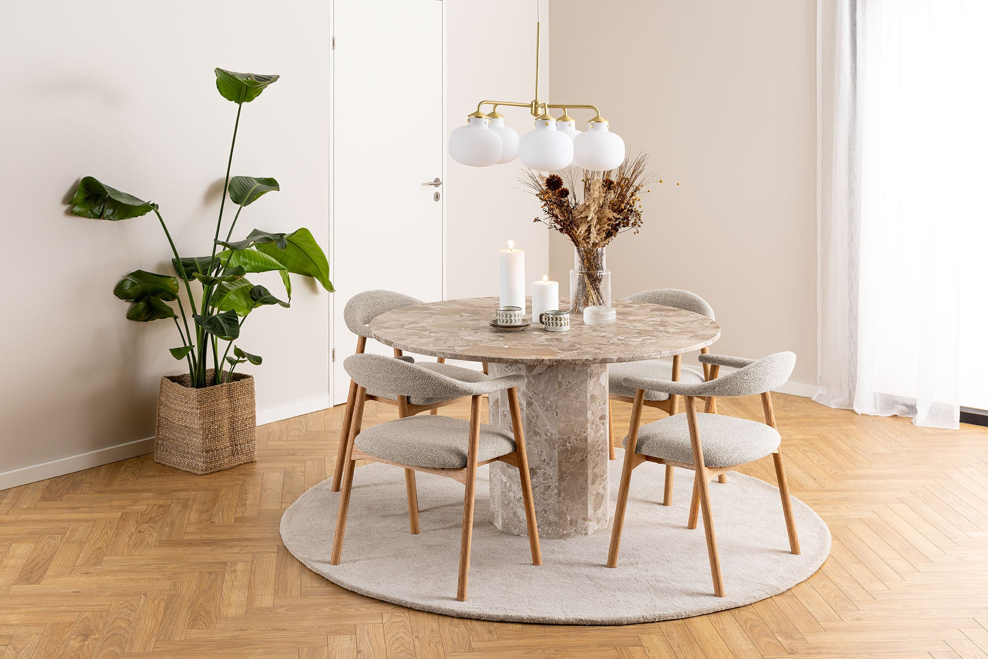 Joren Eetkamerstoel - Set van 2 - Beige Bouclé