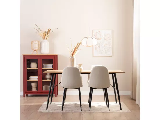 Chaise de salle à manger en tissu beige 45x86 cm-Ellis