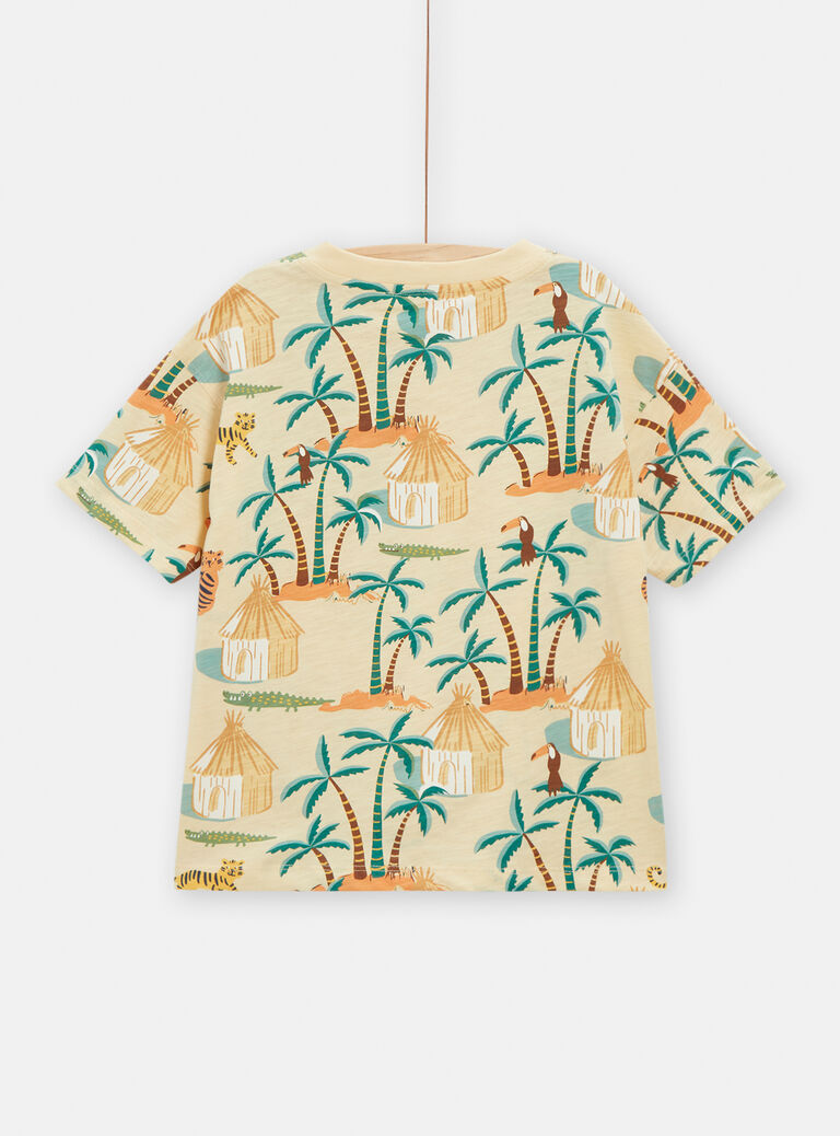 T-shirt jaune pâle imprimé savane pour garçon