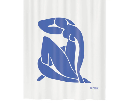 Spirella THALIA textiel douchegordijn, 180 x 200 cm, blauw en wit, 10.22624