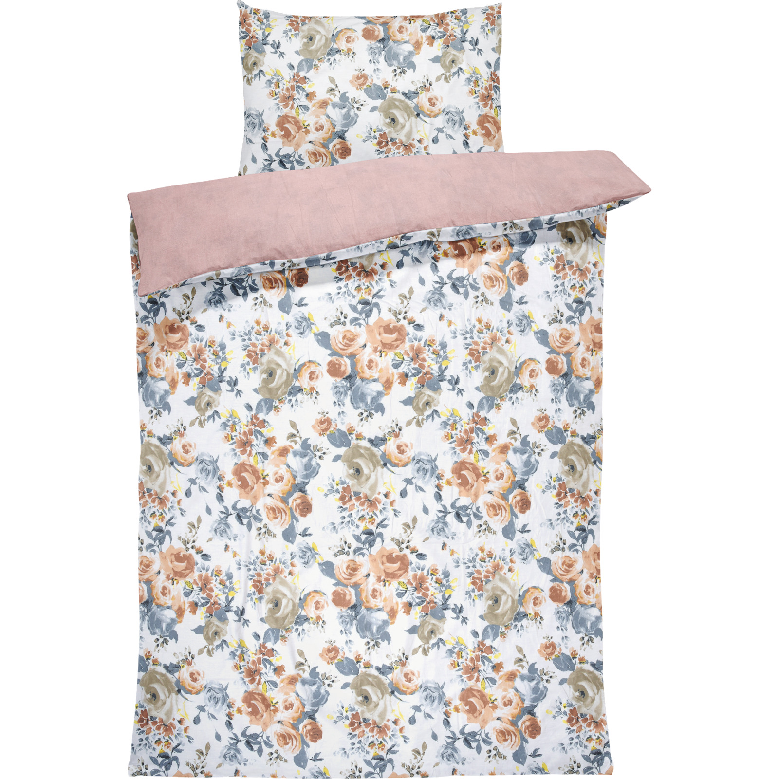 Bettwäsche Satin Rosen weiss rosa