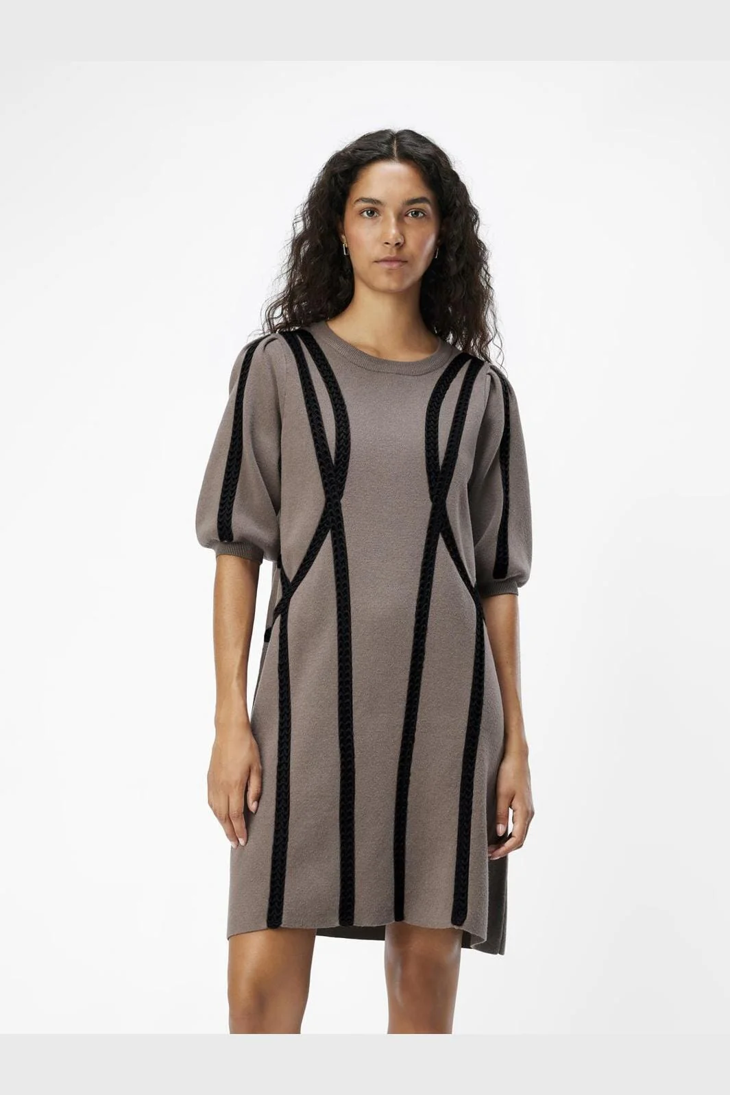 Object Objulla Knit 2/4 Lo Dress 134 4645914 morel black