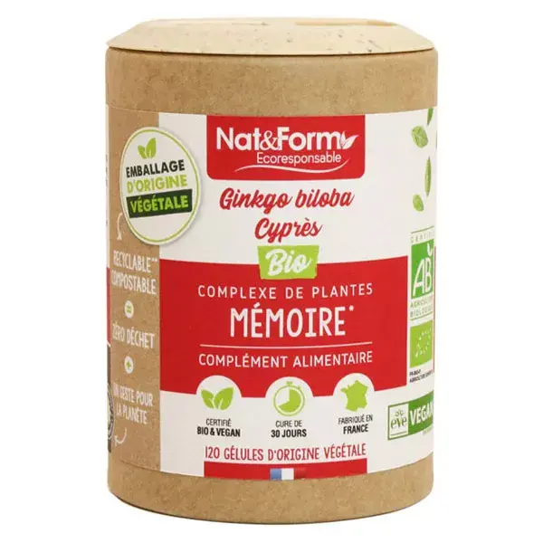 Nat & Form Ginkgo Biloba Cipreste Orgânico Ecológico 120 cápsulas