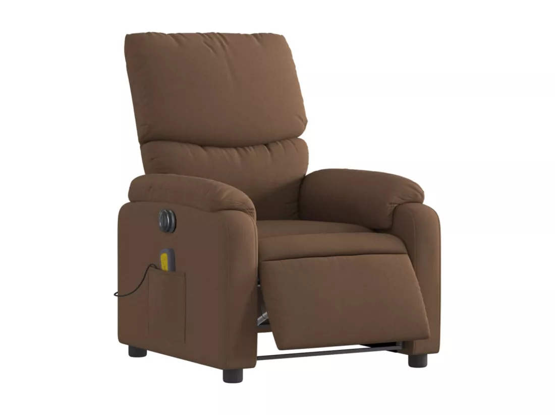 Fauteuil inclinable massant électrique marron tissu