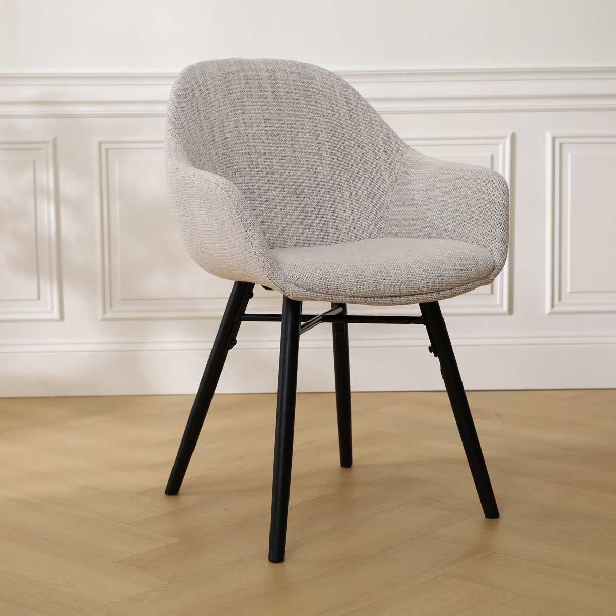 Eetkamerstoel Nena-Mae grijs beige gemêleerd - zwart