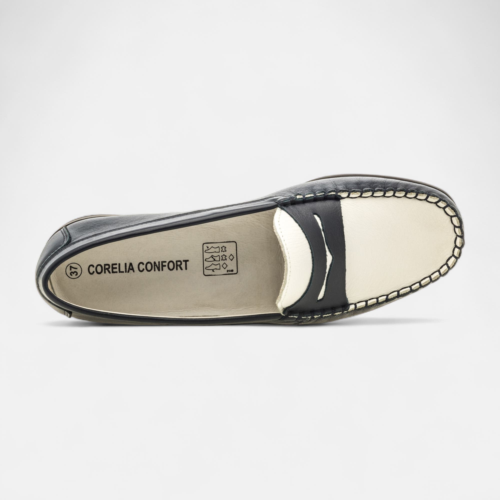 Mocassins pieds sensibles Femme en cuir bleu marine