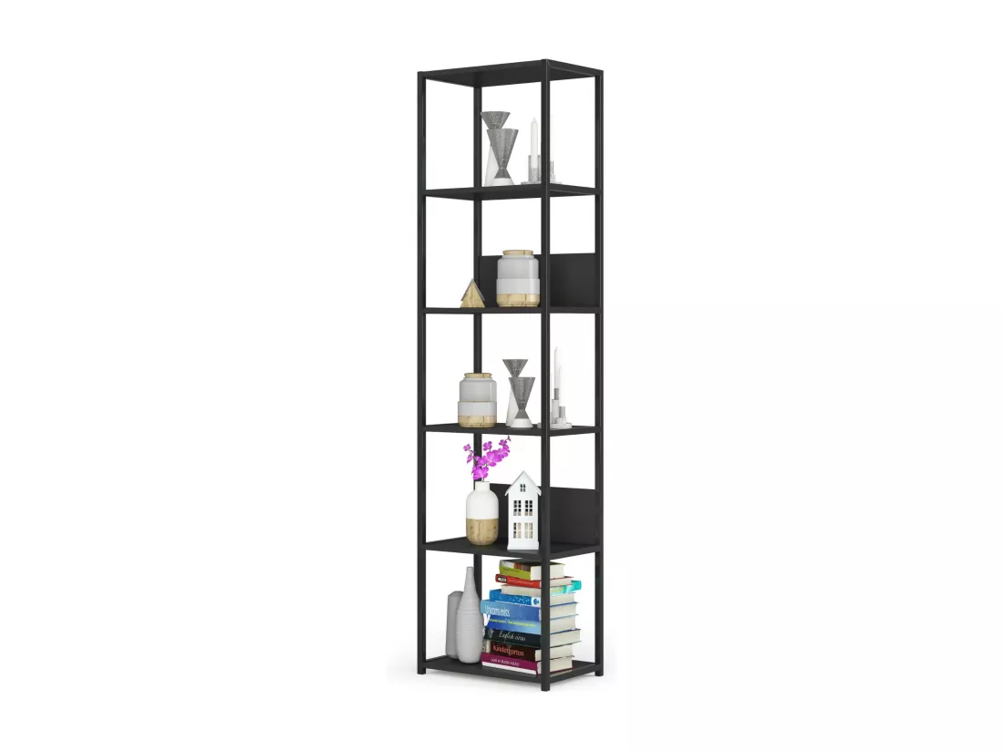 Étagère murale industrielle sur pied AKORD Noire 50 cm 6 étagères 50x32x192 cm