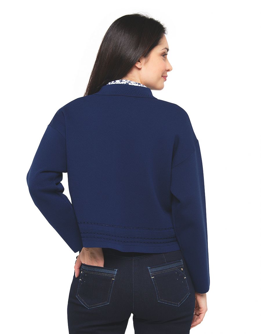 Gilet col chemisier bleu