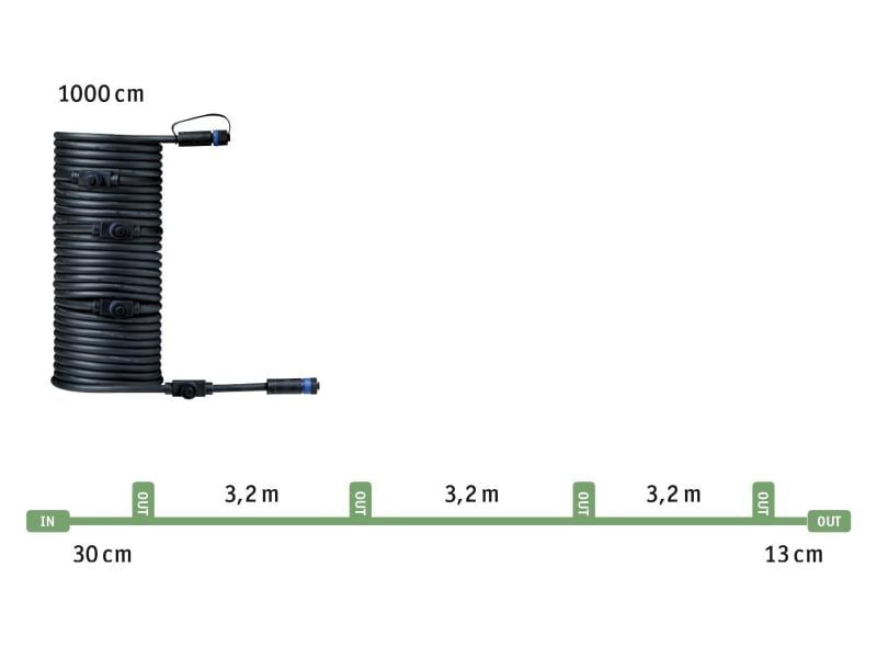 Paulmann Verbindungskabel Plug & Shine 10 m mit 5 Anschluss Verbindungskabel 1 Input - 5 Output