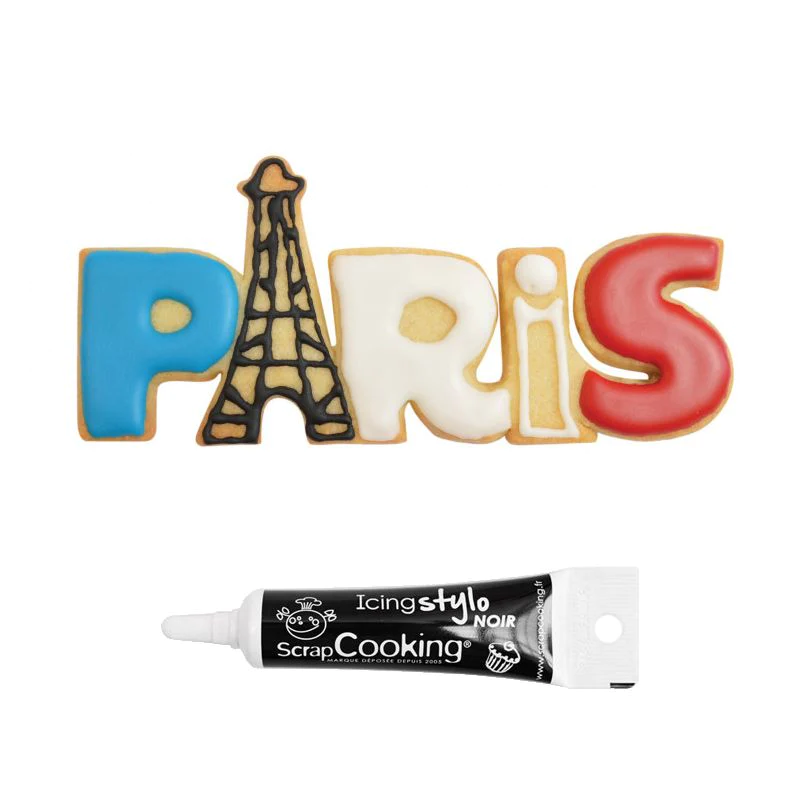 Découpoir à biscuits en inox Paris + Stylo de glaçage noir Scrapcookin