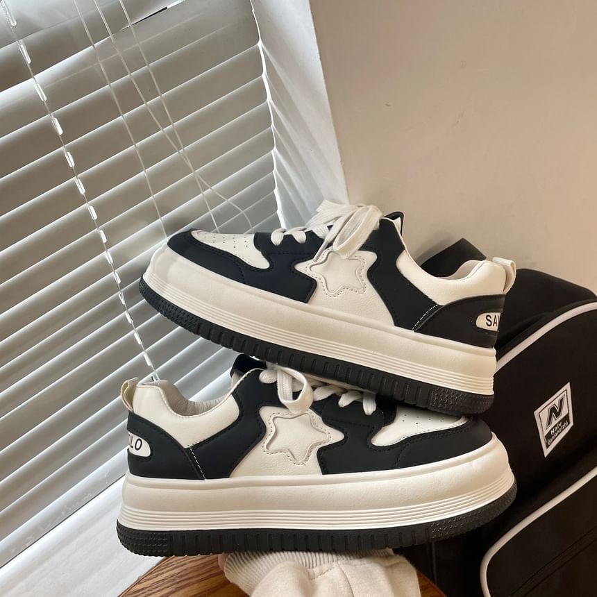 Asterisk - Star Applique Platform Sneakers