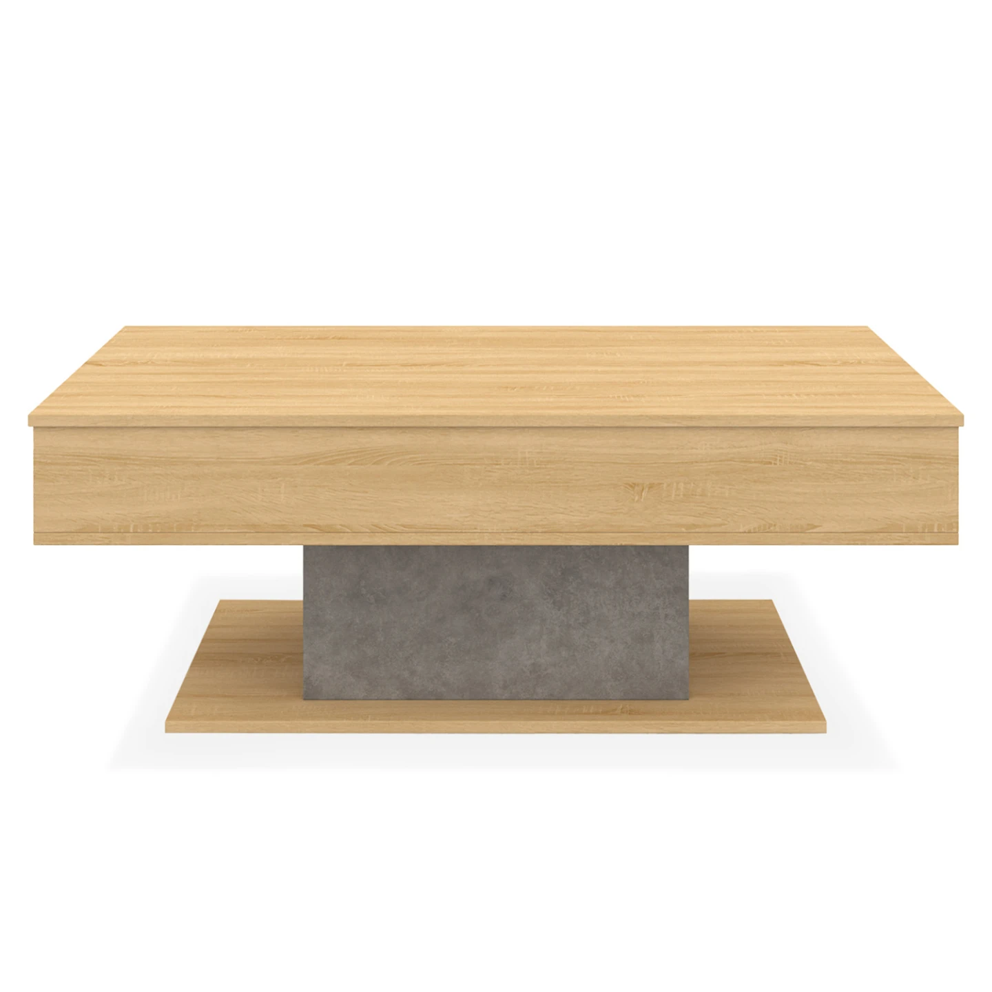 Table basse plateau relevable rectangulaire EDEN bois et effet béton