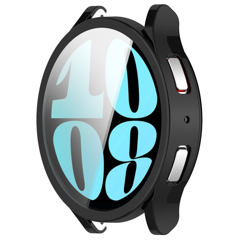 Samsung Galaxy Watch 6 (40mm) Galvanisierte Gummi Bumper Hülle mit Schutzfolie - Schwarz