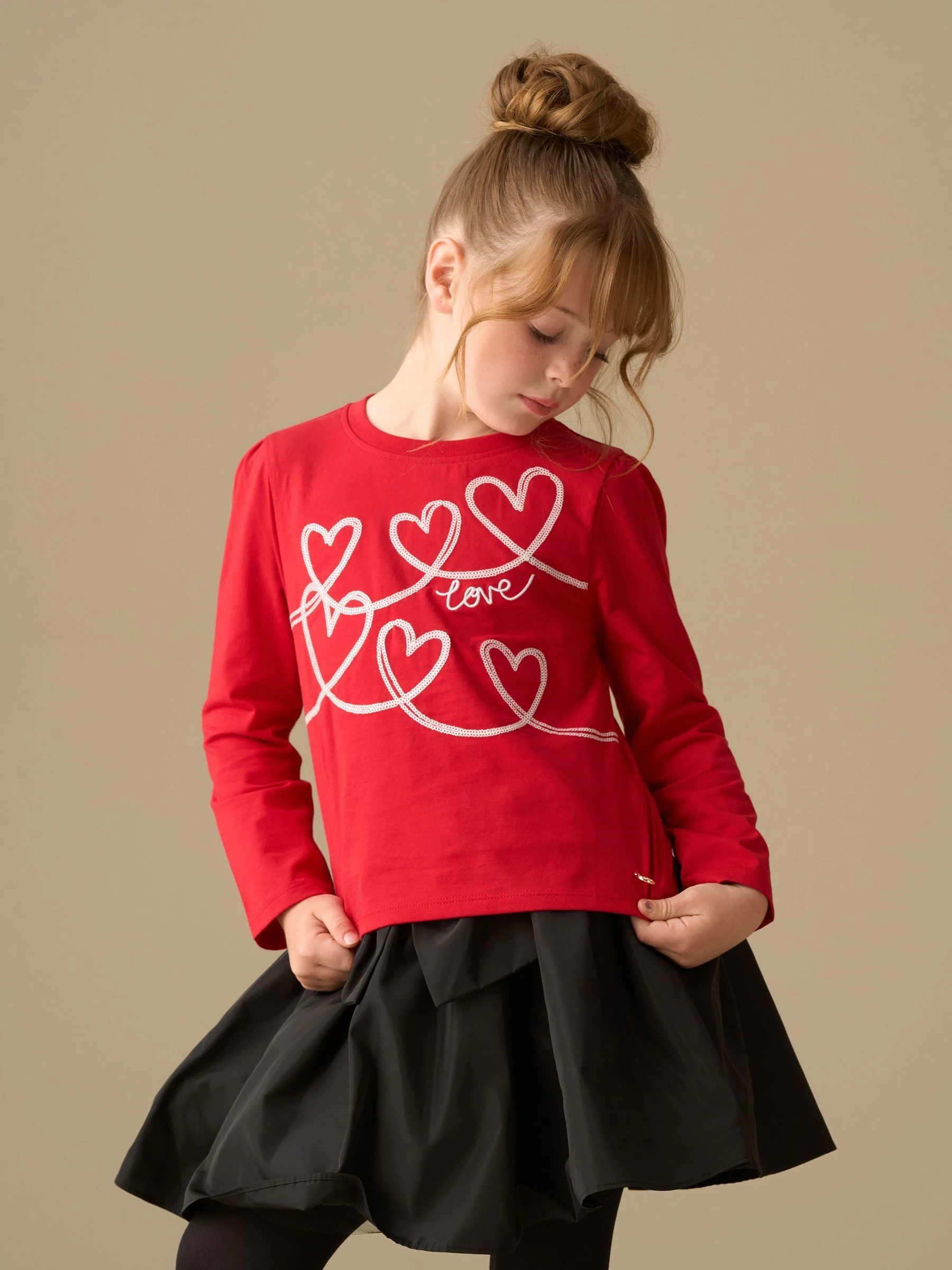 Angel & Rocket Noelle Sequin Heart Long Sleeve Top