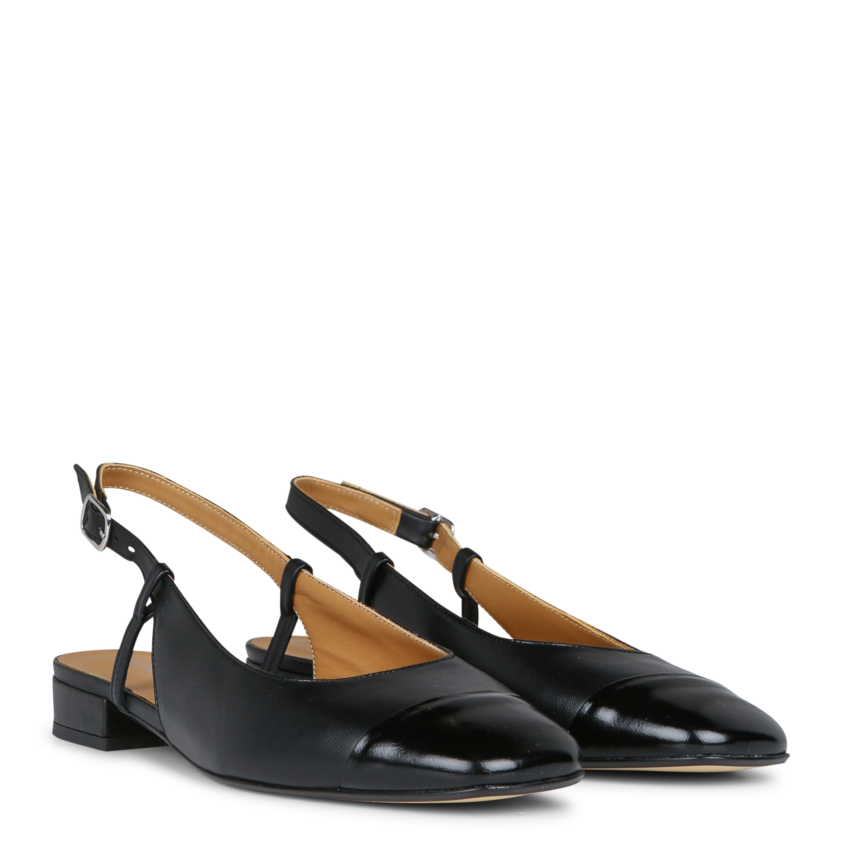 GEORGIA - Ballerines slingback en cuir| Noir