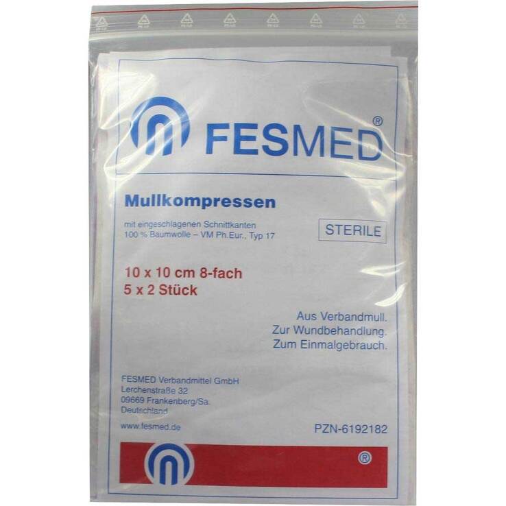 Mullkompressen ES 10x10 cm steril 8-fach, 5X2 St