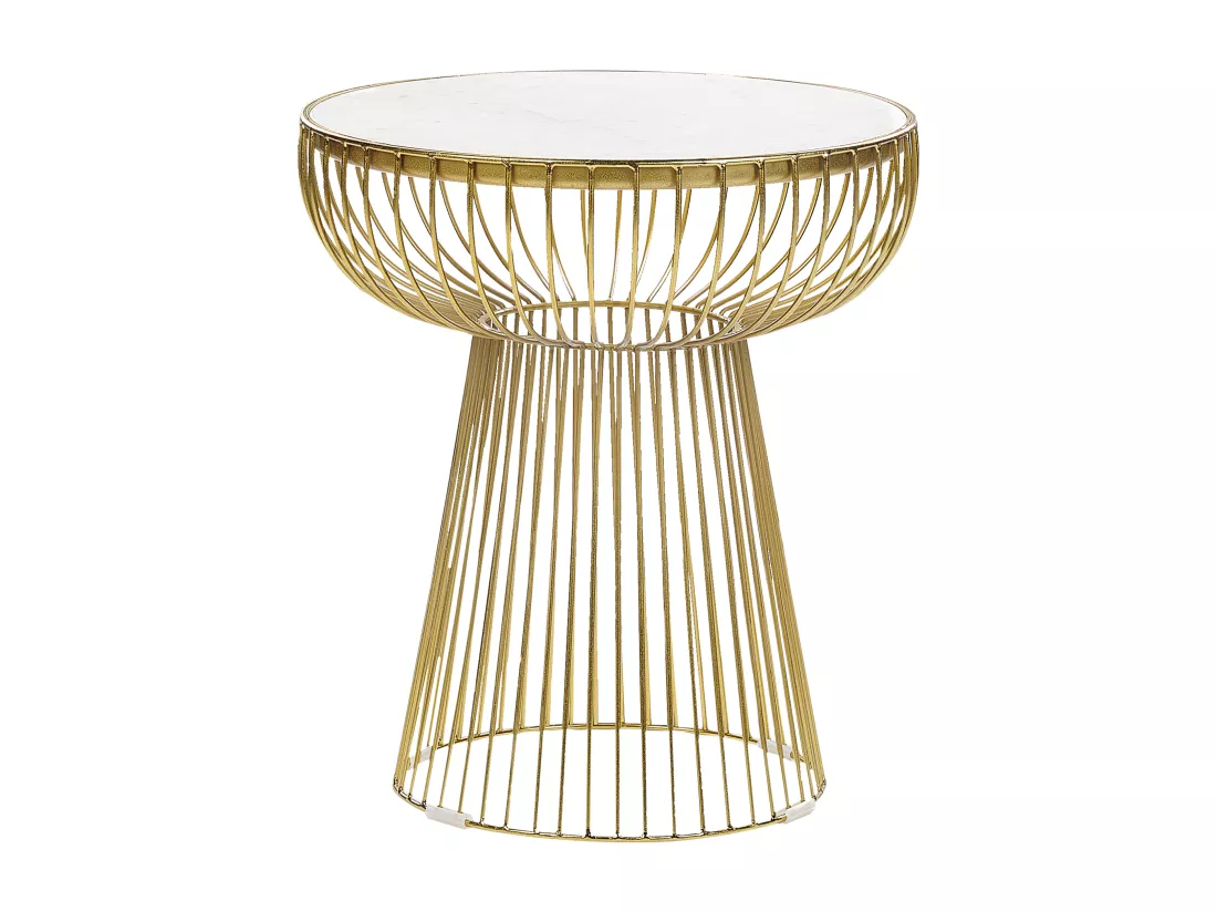 Table d'appoint ronde en marbre blanc et doré CHEYNES