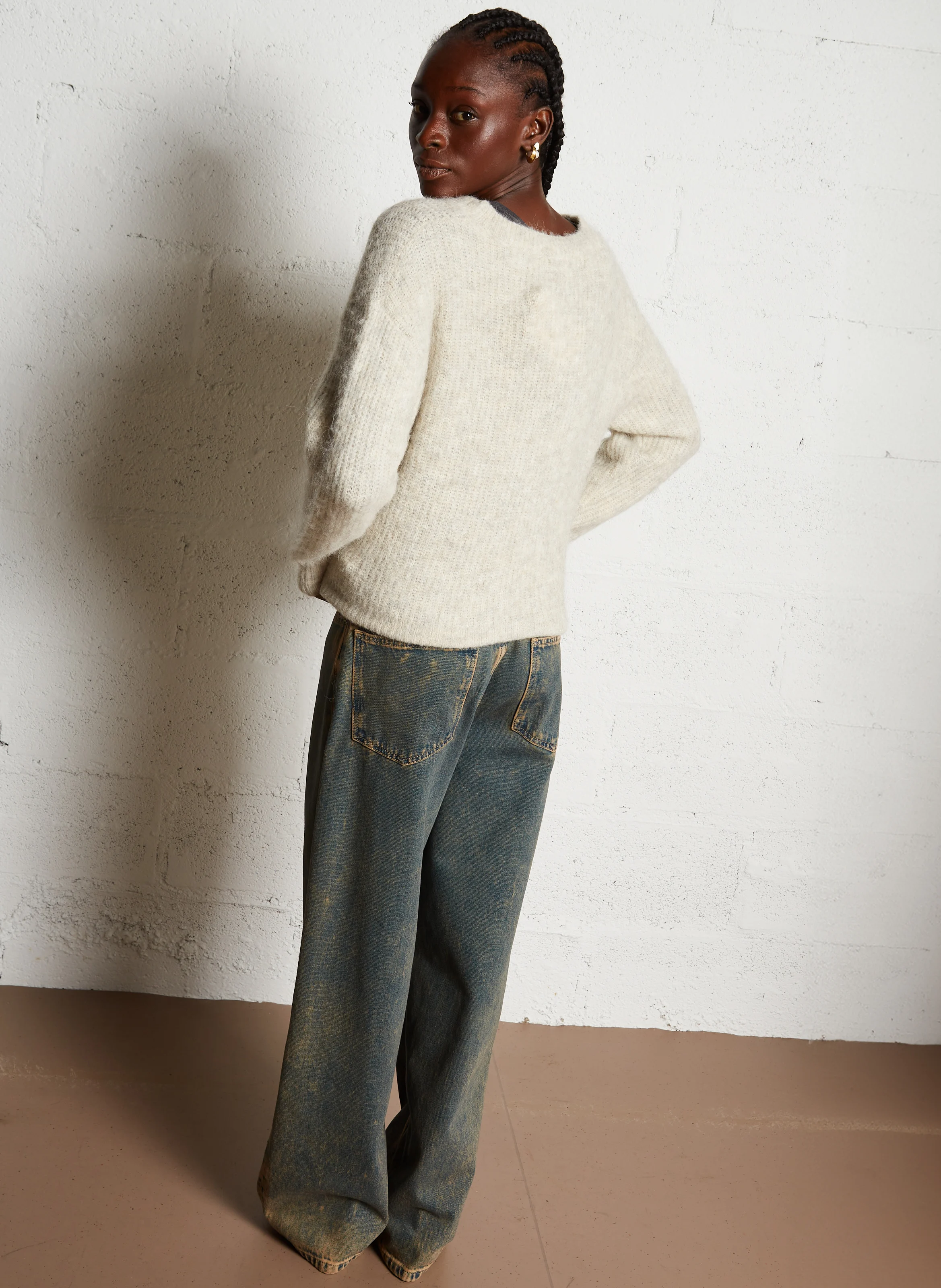 EAST - Pull col rond en laine mélangée | Beige
