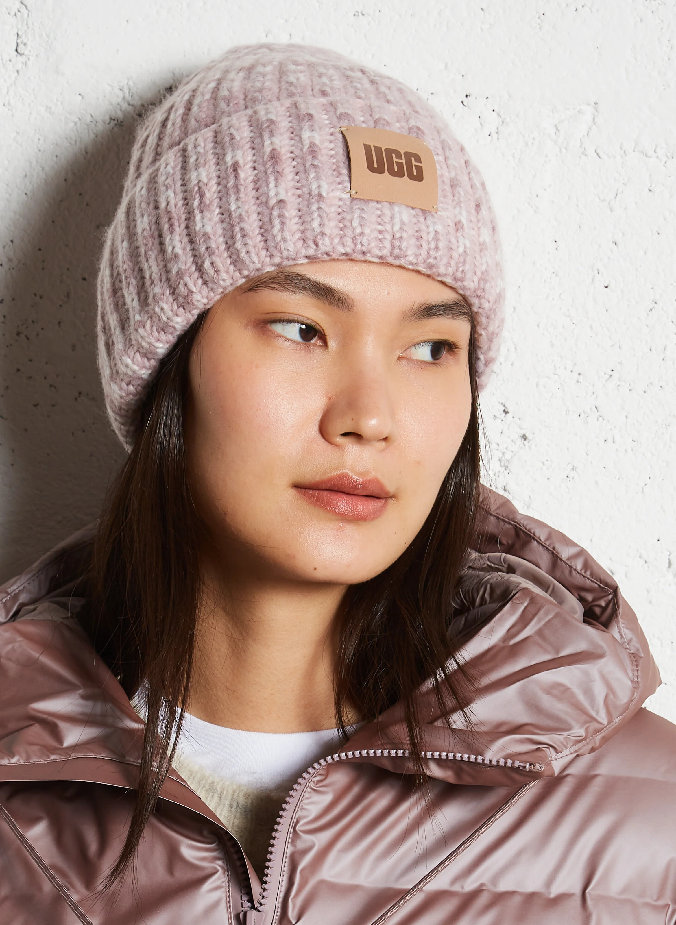 CHUNKY SPACE DYE - Bonnet à revers côtelé épais| Rose