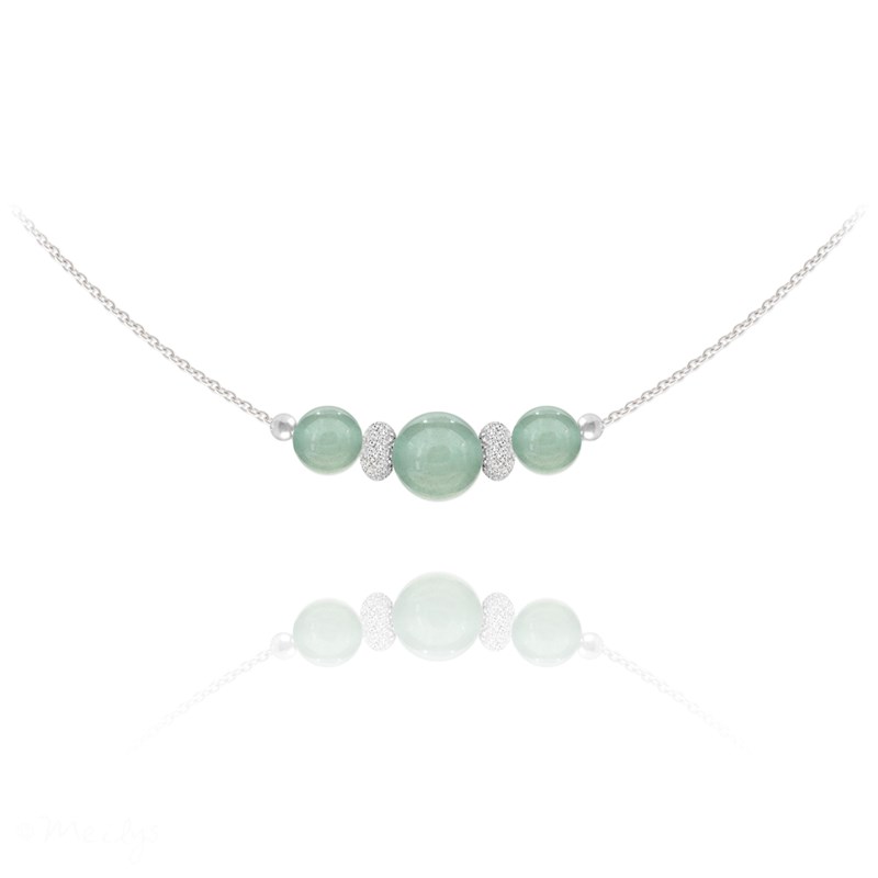 Collier ras de cou en argent 925 et pierres naturelles Aventurine