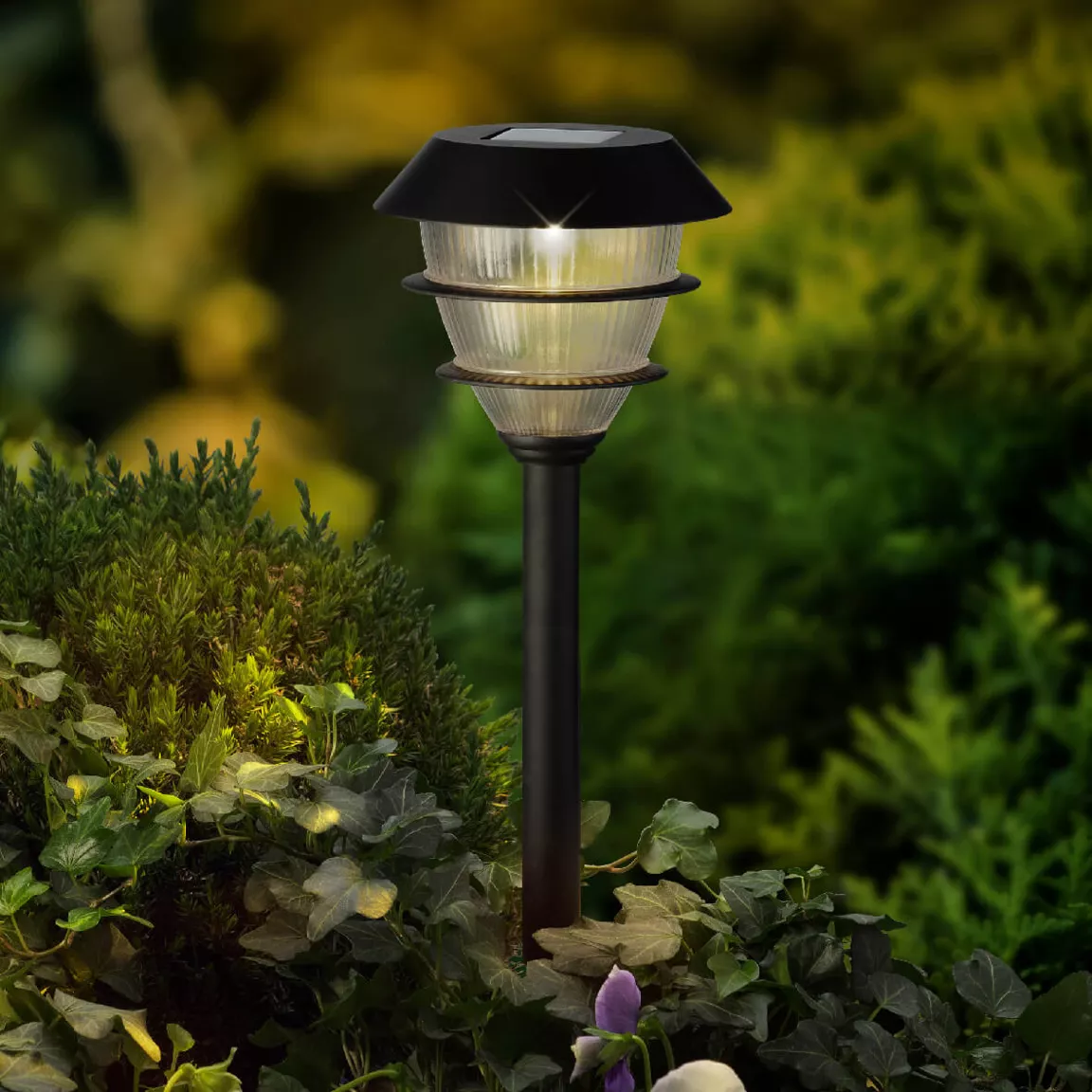Lot de 4 bornes de jardin solaire LED (H30 cm) Garden Noir