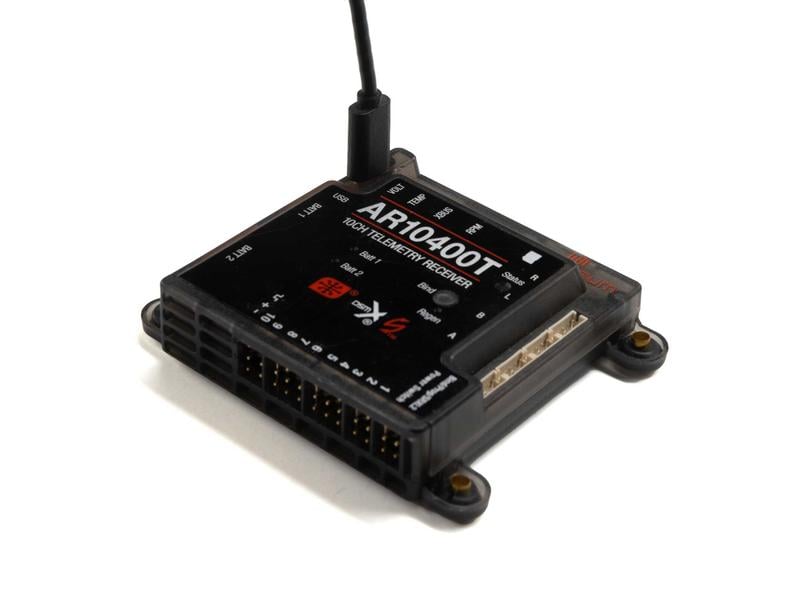 Spektrum Empfänger AR10400T Powersafe 10-Kanal DSMX Telemetriefähiger Empfänger mit Akkuweiche und 2 Satellitenempfänger