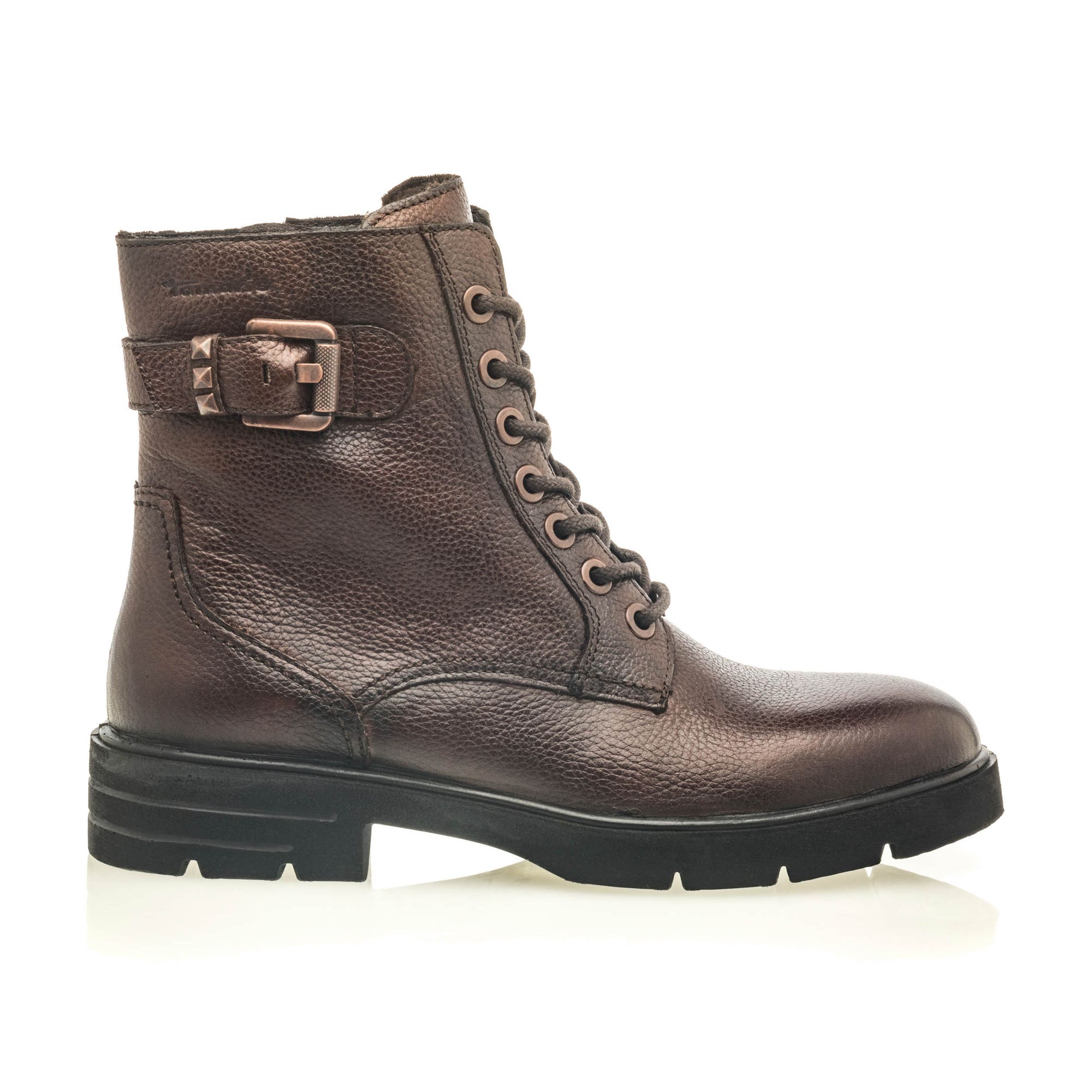 Bottines à lacets Femme en cuir marron