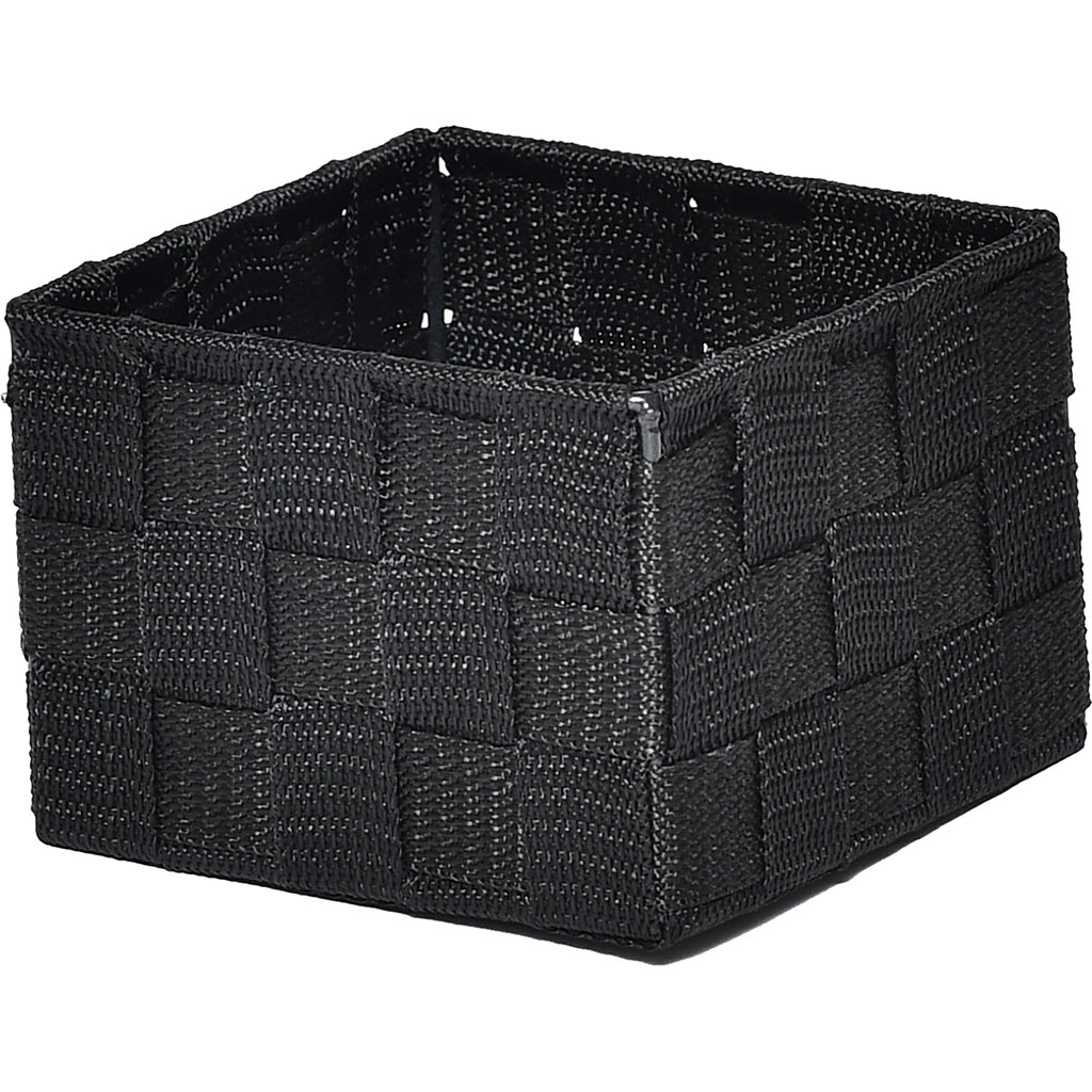 Panier de rangement tréssé polyester noir 13x9.5x13cm
