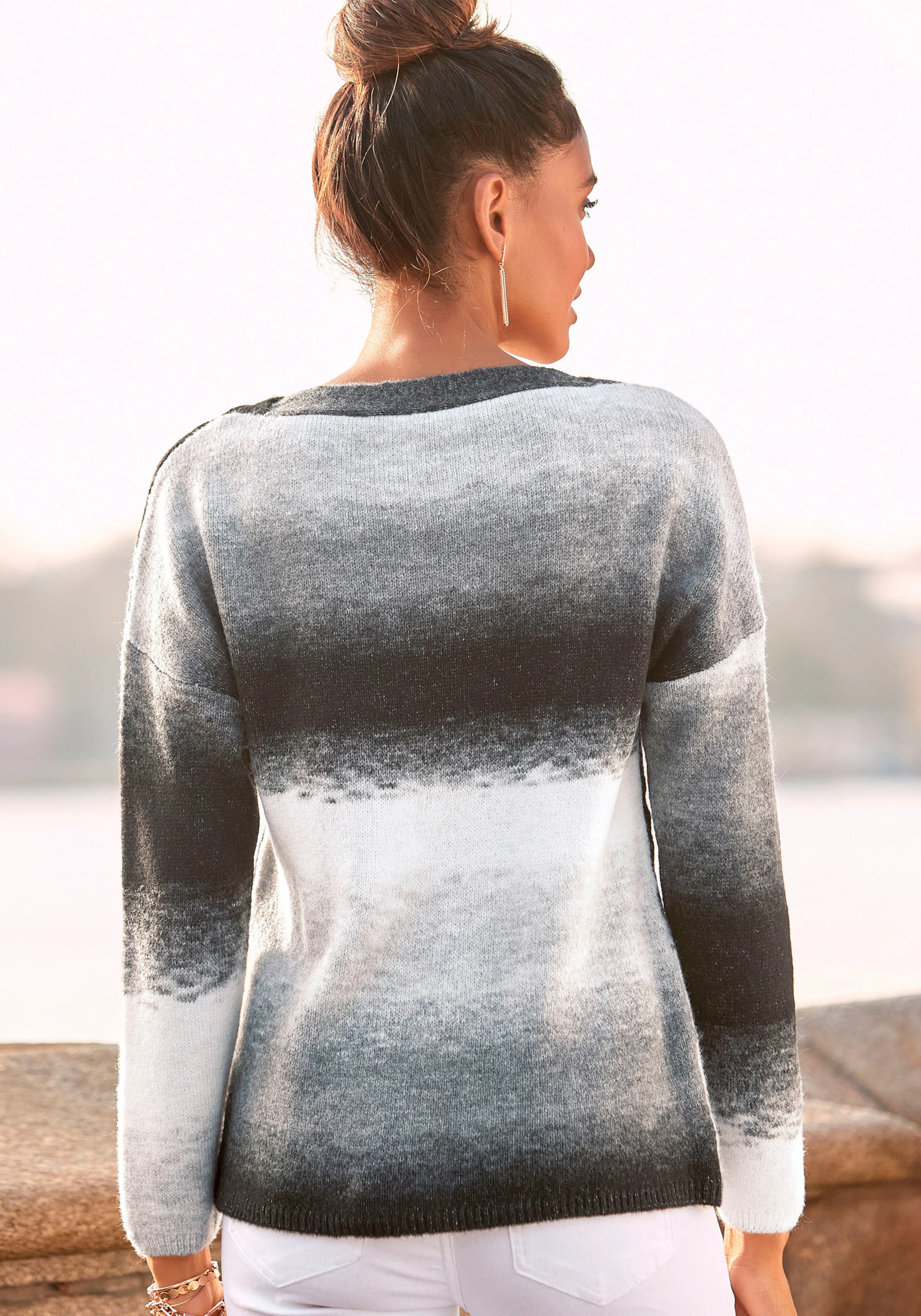 Vivance Strickpullover in schwarz-weiß-grau