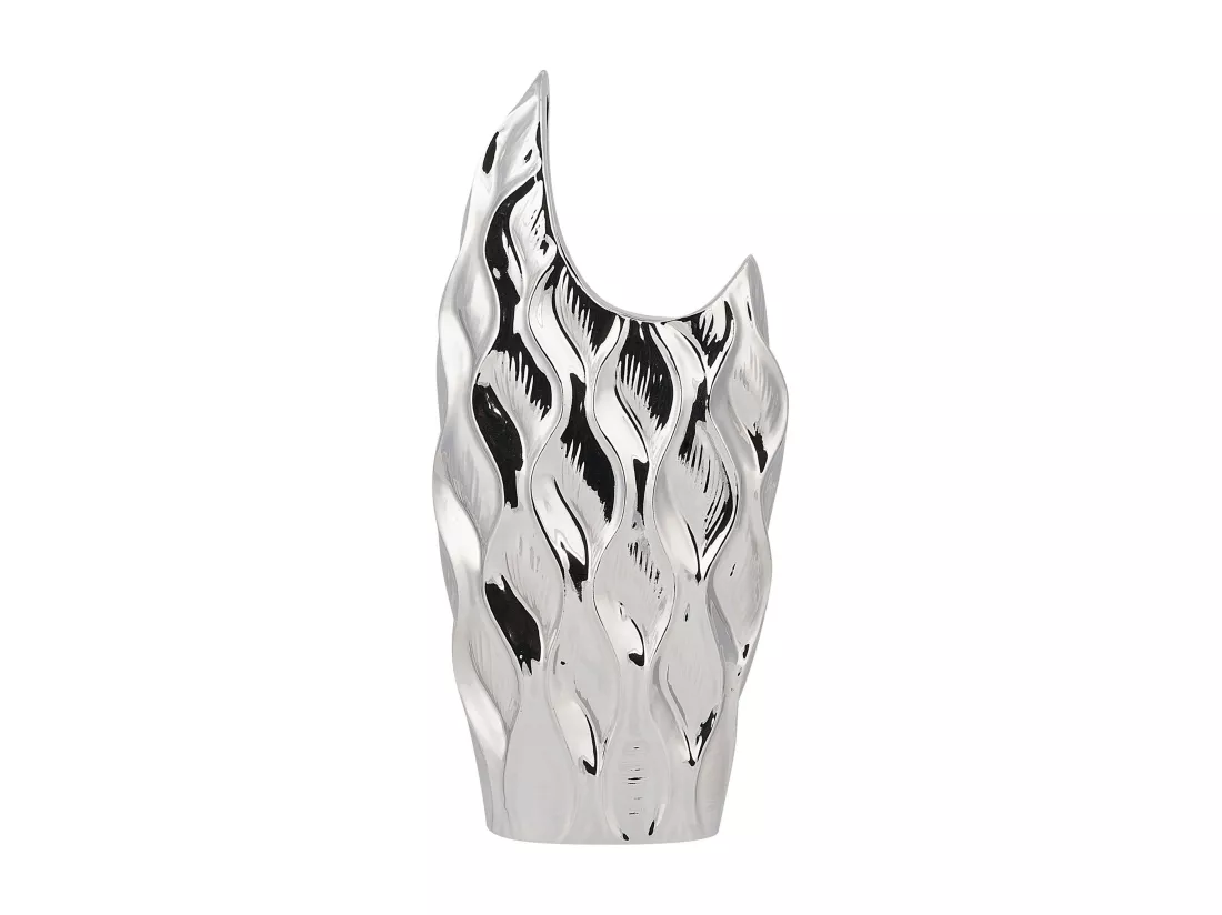 Vase décoratif HALUZA Grès 35 cm Argenté