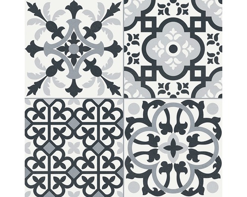 Porseleinen wand- en vloertegel Heritage zwart in 19 verschillende designs 33,15 x 33,15 cm