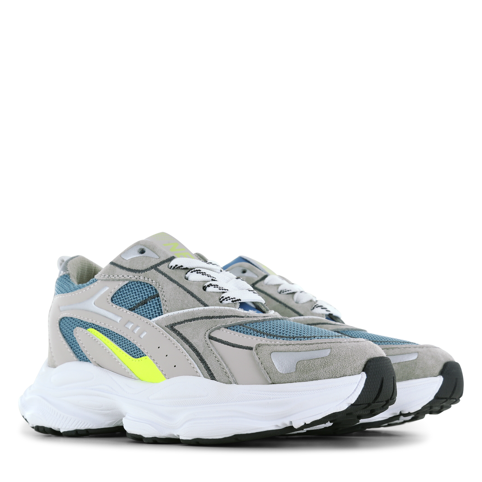 Shoesme grijs-blauwe sneaker Mesh, Microfiber leer, Suède | Jongens schoene