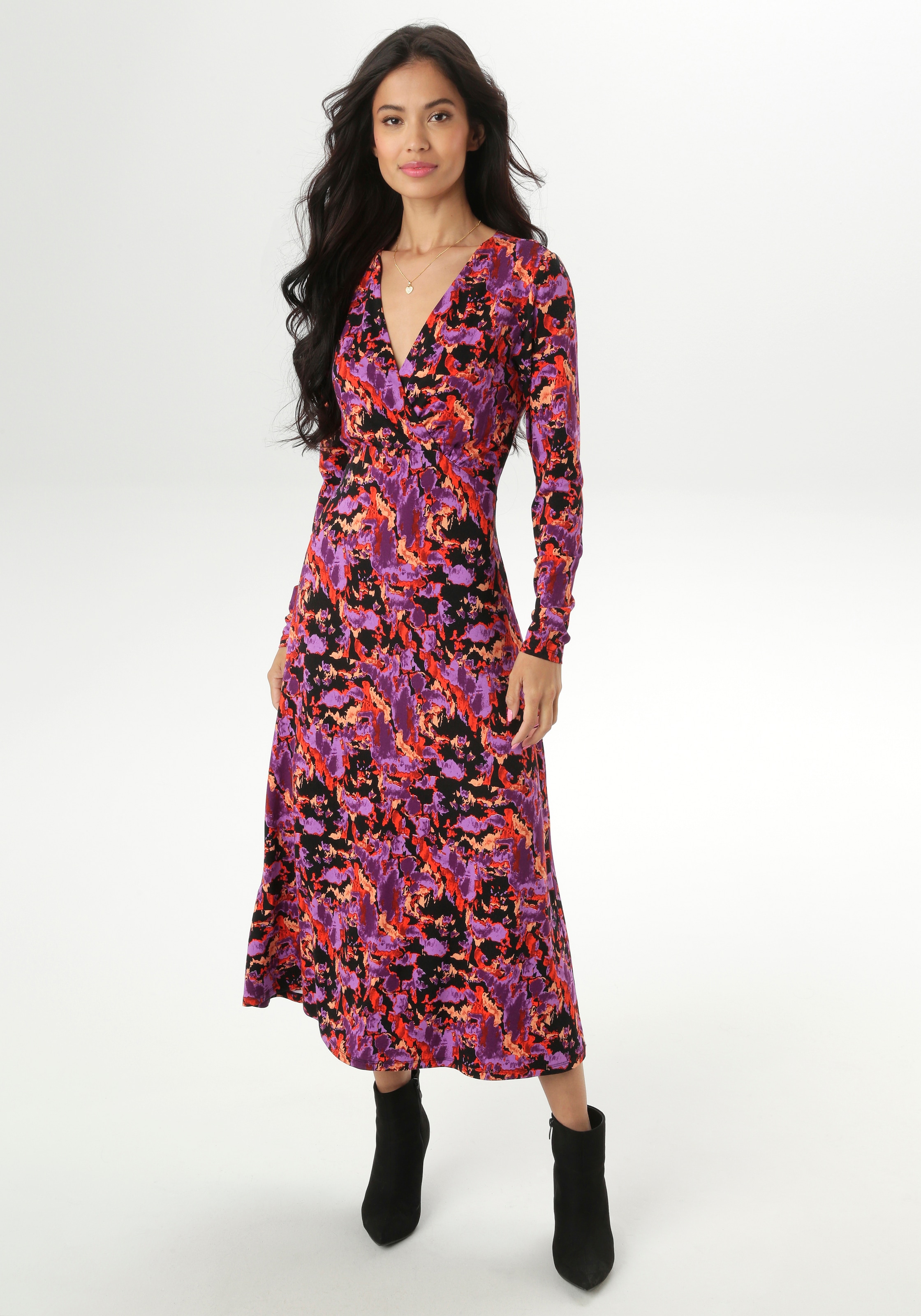 Aniston SELECTED Maxikleid mit V-Ausschnitt in Wickeloptik und Unterbrustnaht - NEUE KOLLEKTION