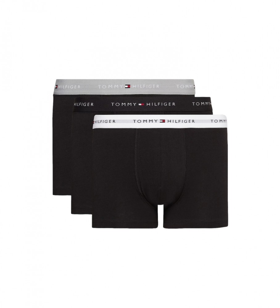 Pacote com 3 cuecas boxer essenciais Tommy Hilfiger, pretas.