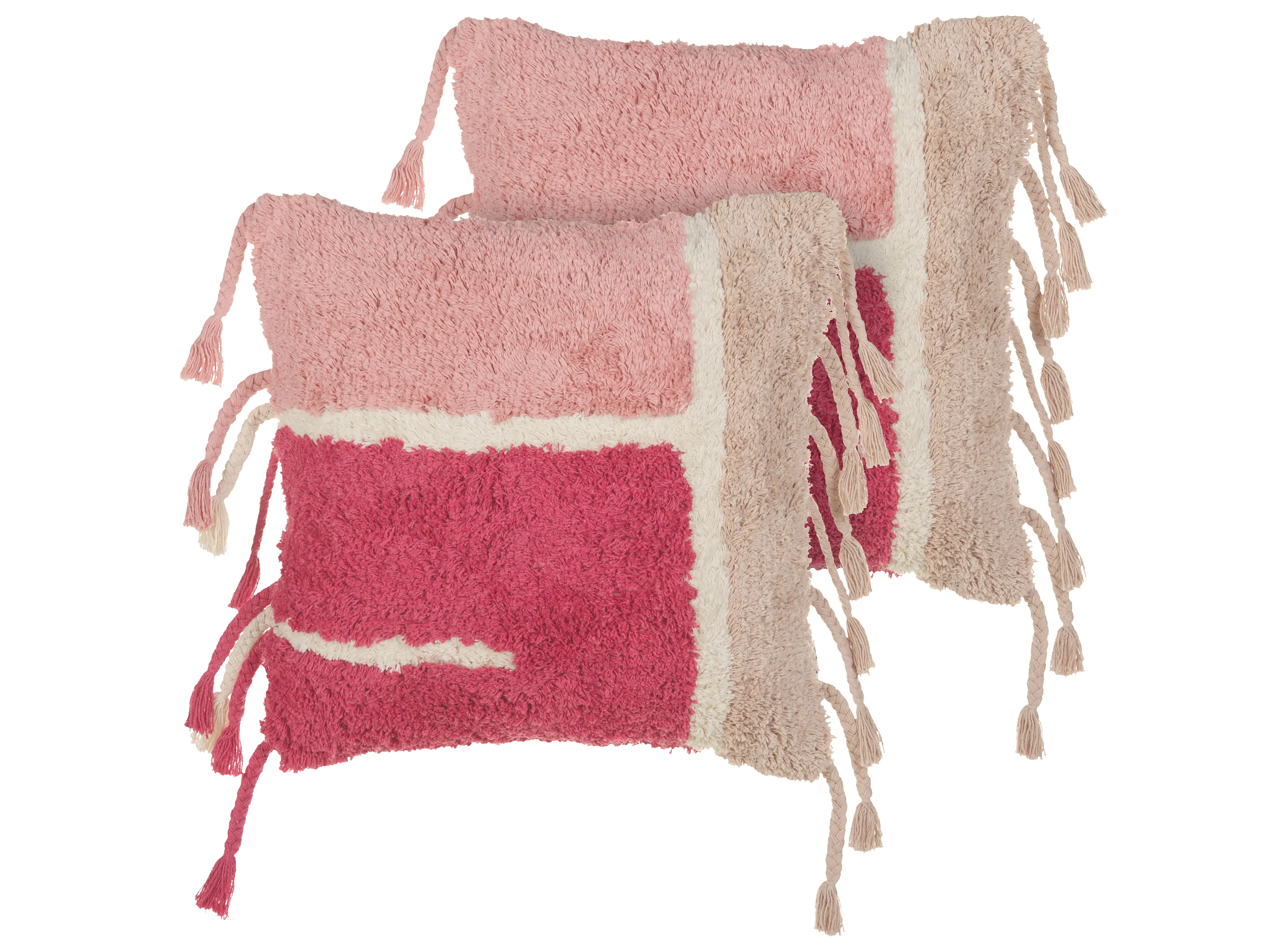 Set van 2 sierkussens BISTORTA Katoen 45 x 45 cm Roze geometrisch patroon