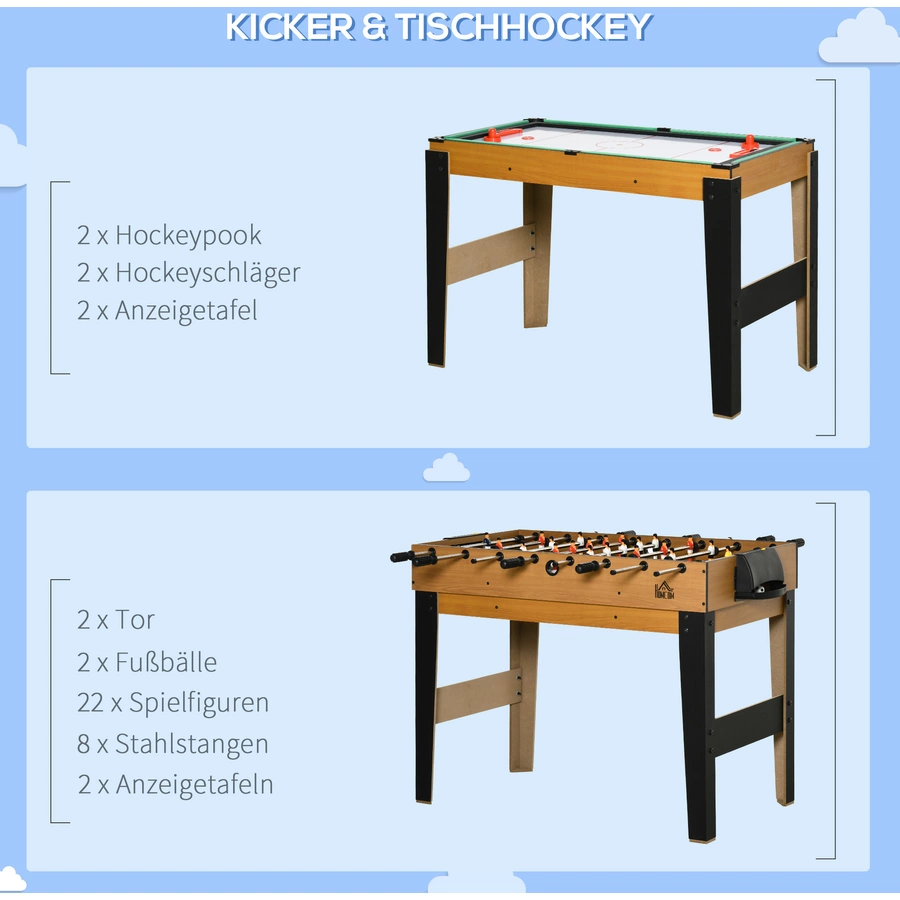 HOMCOM Multigame Spieltisch mit Mini-Fußbälle bunt