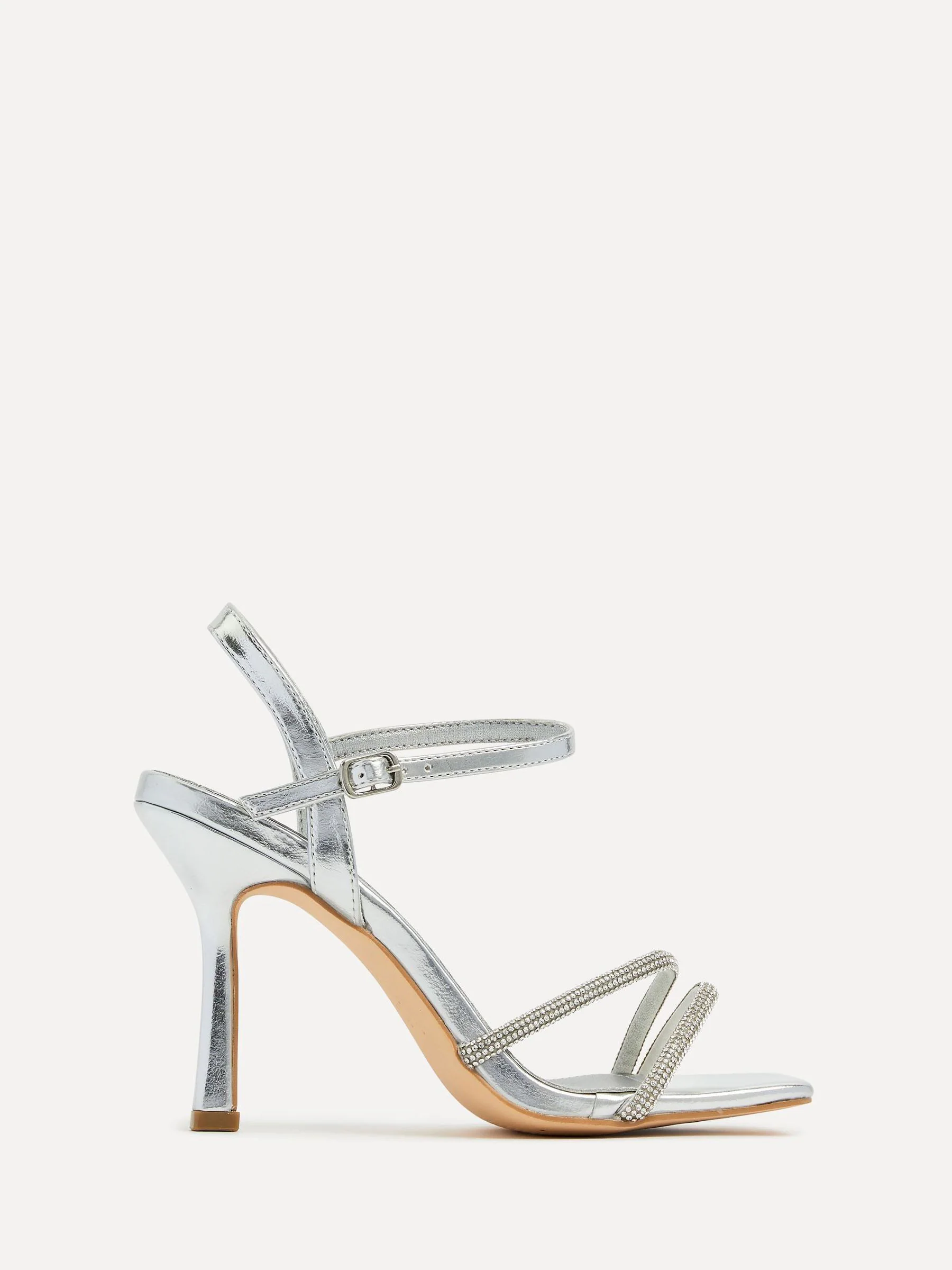 Zilver - Linzi Mesmerize Diamanté Embellished Strappy Heel