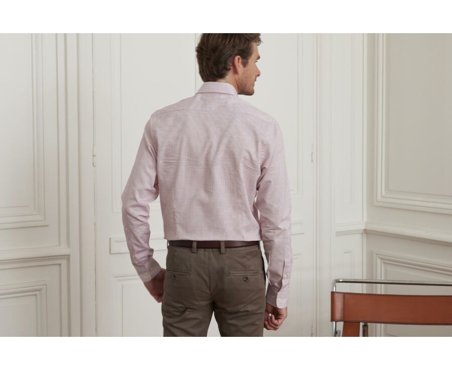 Chemise blanche à petits carreaux rouges - SALVATORE