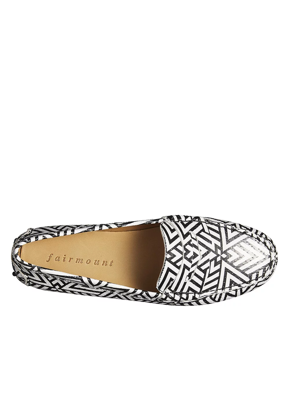MOCASSIN FANCY DRIVER  GEOMETRIQUE NOIR & BLANC