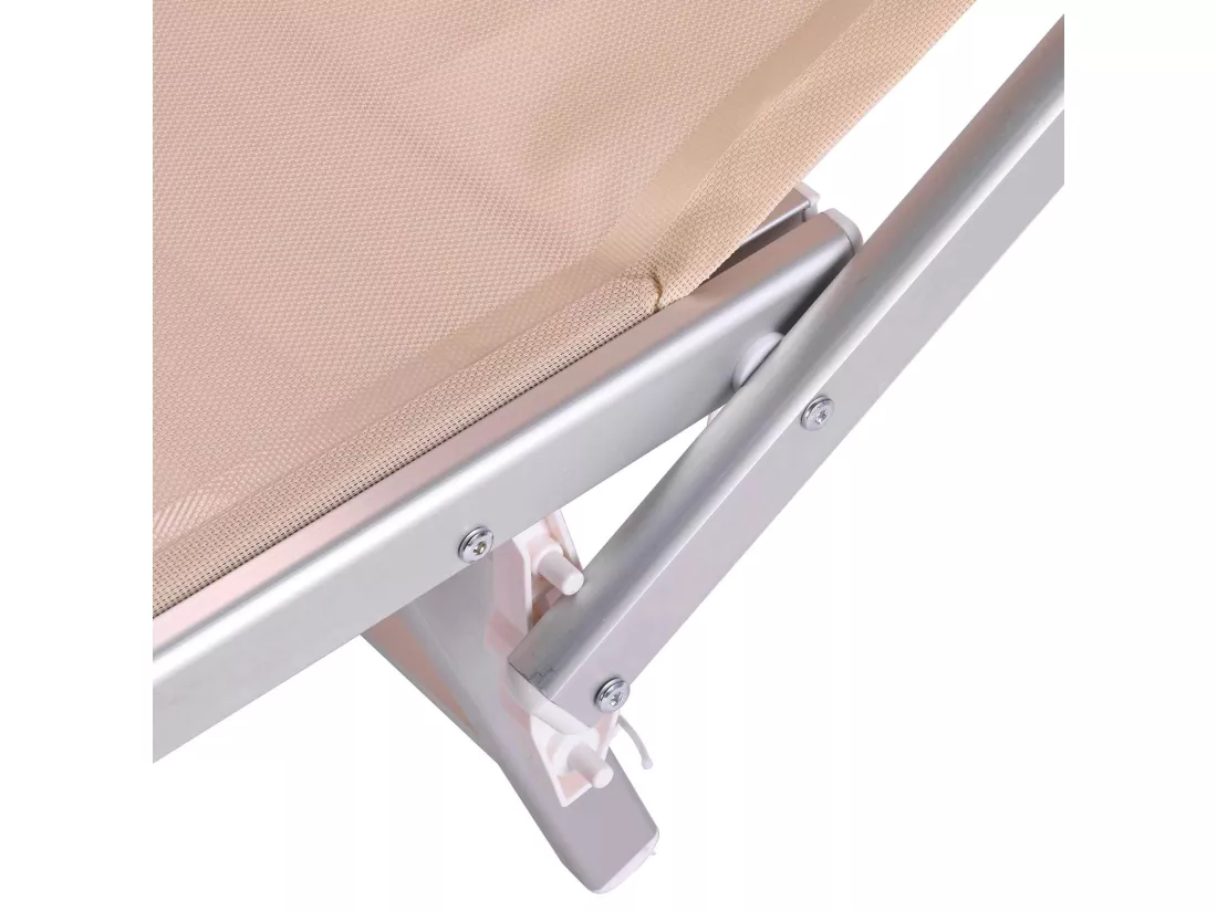 Chaise Longue Rebecca Mobili Jambul 38x186x61 Aluminium Polyester Beige Moderne