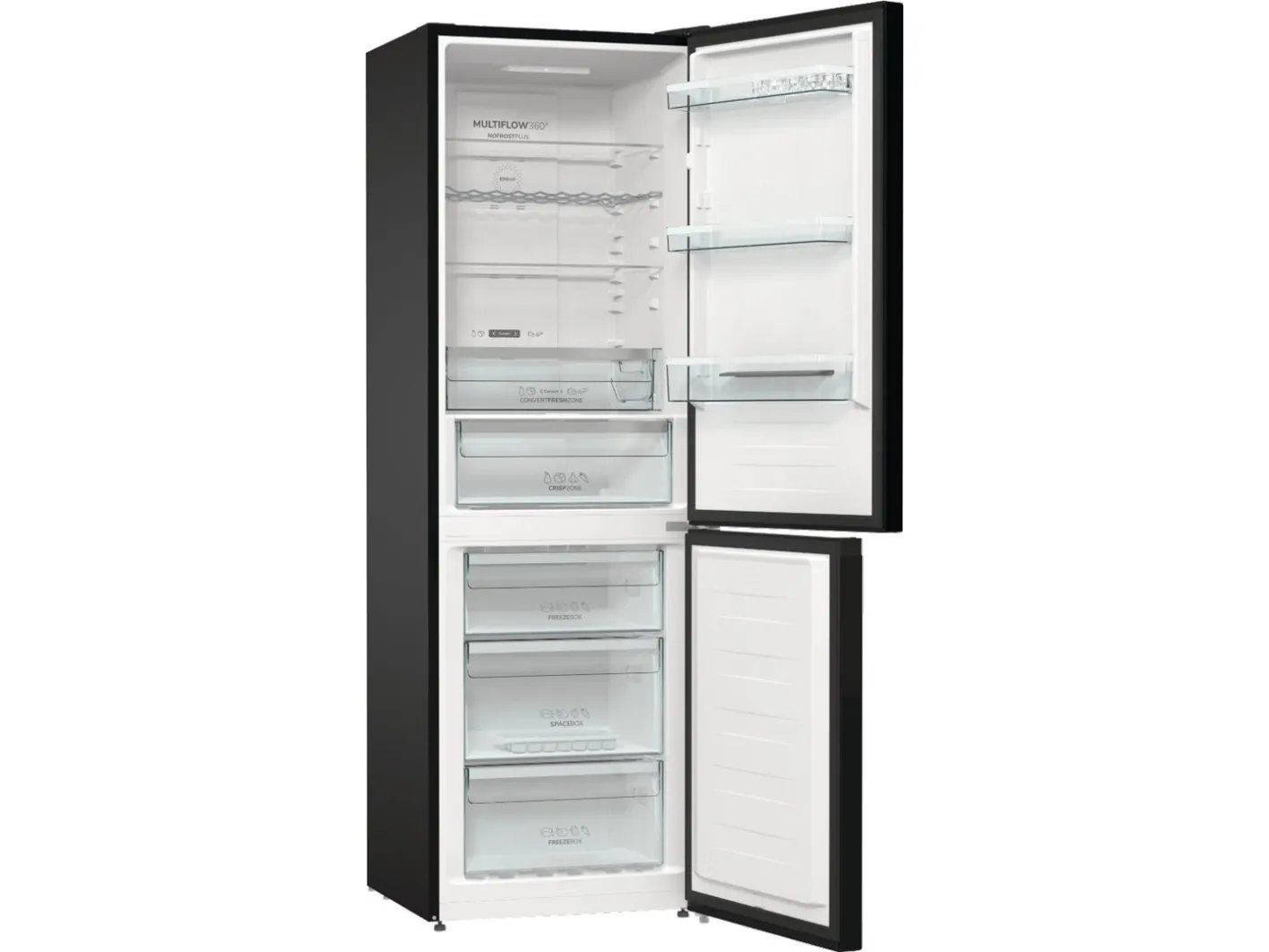 Gorenje NRK6192ABK4 - Køleskab/fryser - bund-fryser - bredde: 60 cm - dybde: 59.2 cm - højde: 185 cm - 300 liter - Klasse E - sort