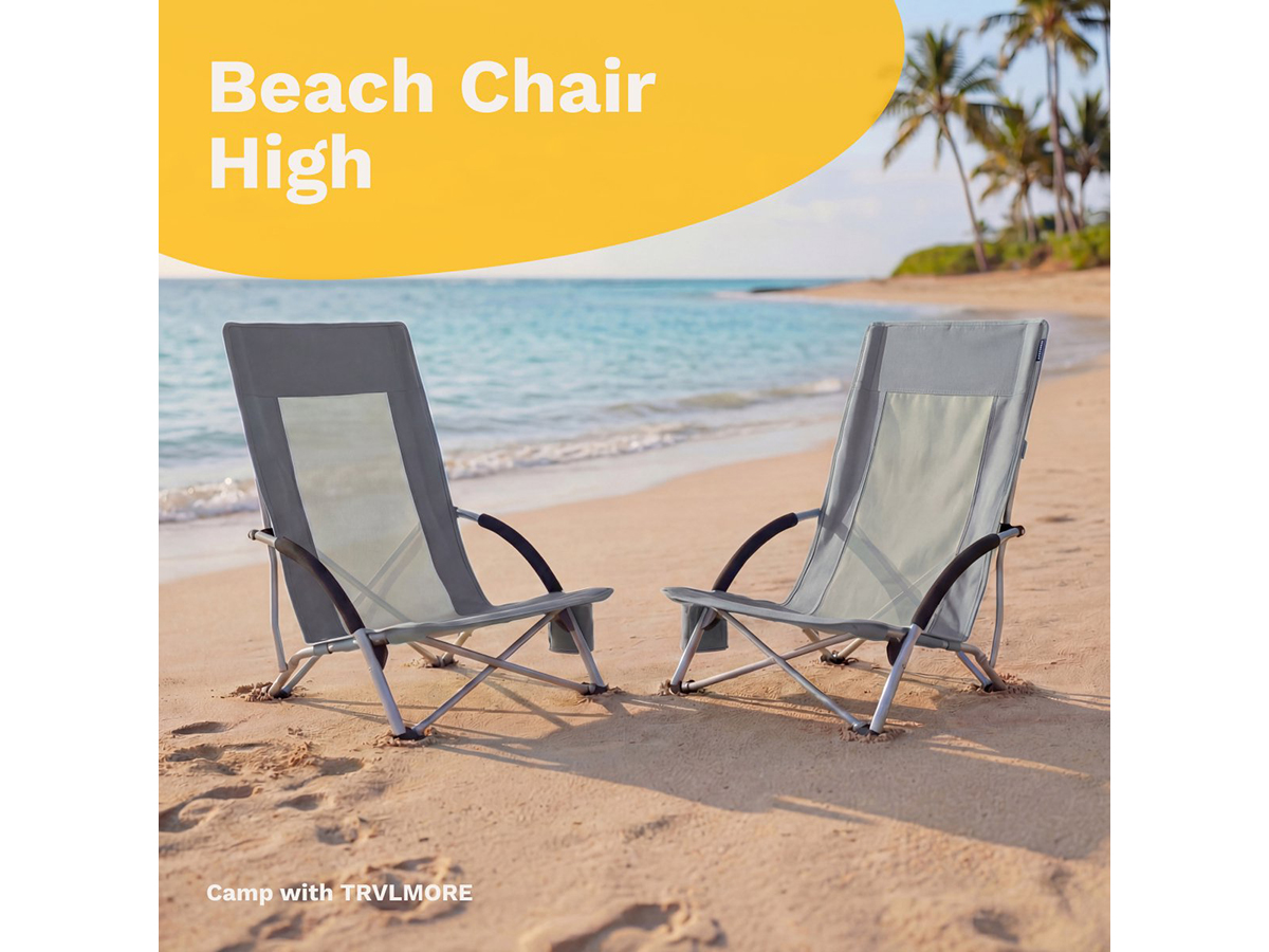 Trvlmore Beach Chair High Grey strandstoel - Set van 2
