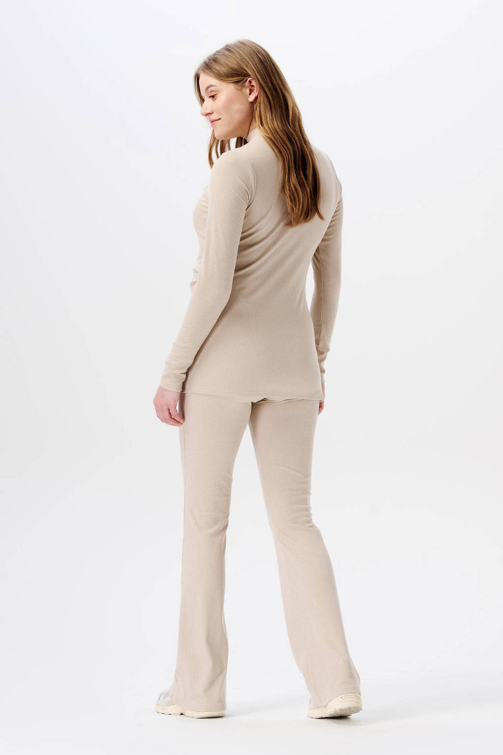 Noppies ribgebreide zwangerschapslongsleeve Sira van polyester beige