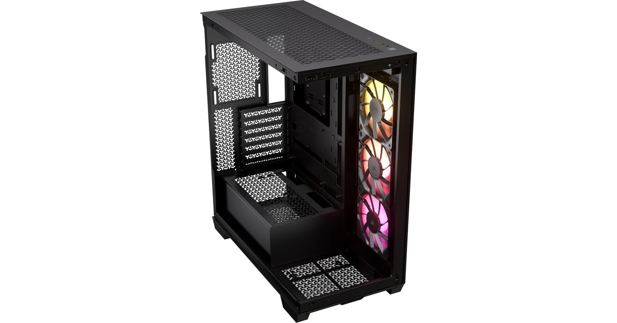 Corsair3500X ARGB midi tower behuizing  (Zwart | 2x USB-A | 1x USB-C | RGB | Tempered Glass)