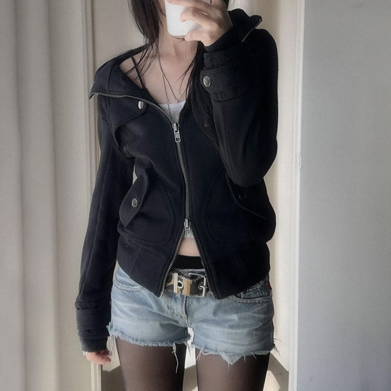 Amyway - Hoodie met rits en effen zakdetail