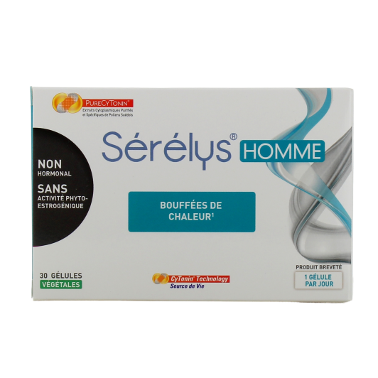 Serelys Homme gélules végétales - Andropause, bouffées de chaleur