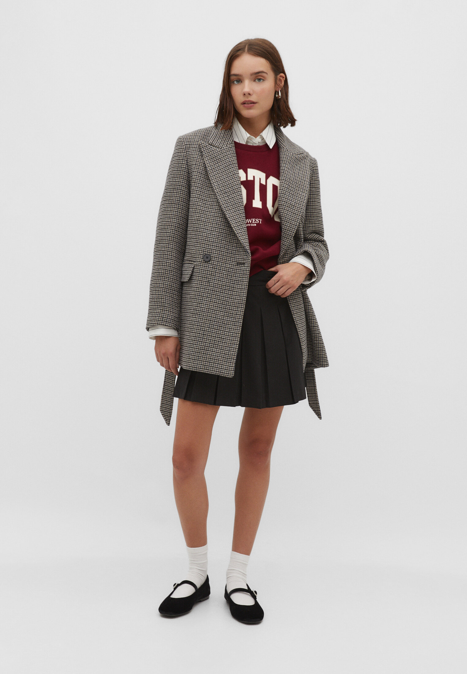 Blazer de tecido pesado com cinto