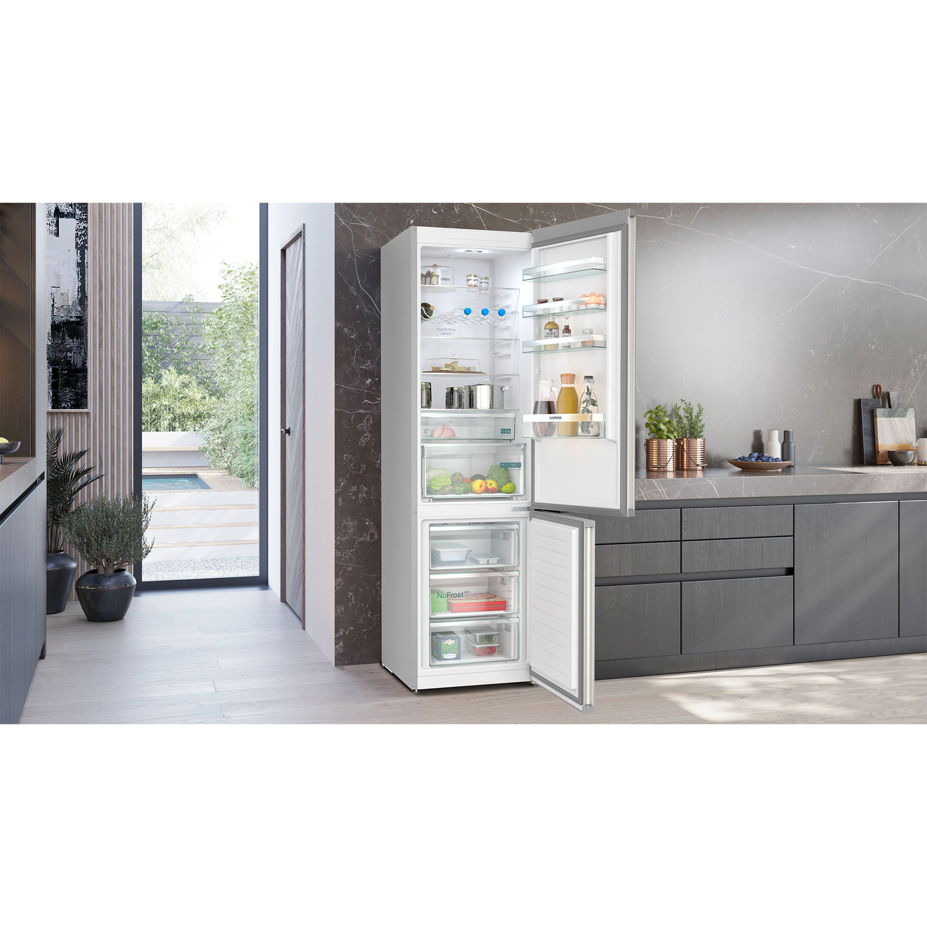 SIEMENS Kühl-Gefrierkombination KG39NXICF - silber - C